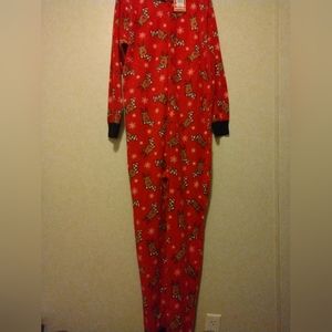 Ugly Christmas Fam Jams Red Reindeer PJs Size Men's M One Piece New with Tags